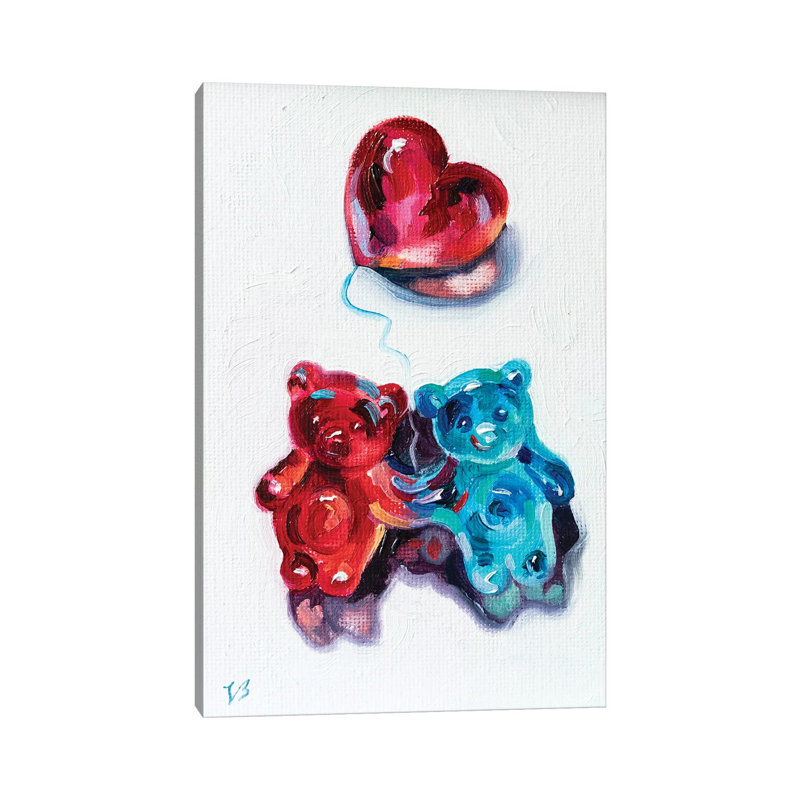 Rubber Bear Couple by Katharina Valeeva - Wrapped Canvas Painting, 20.32 cm H x 30.48 cm W