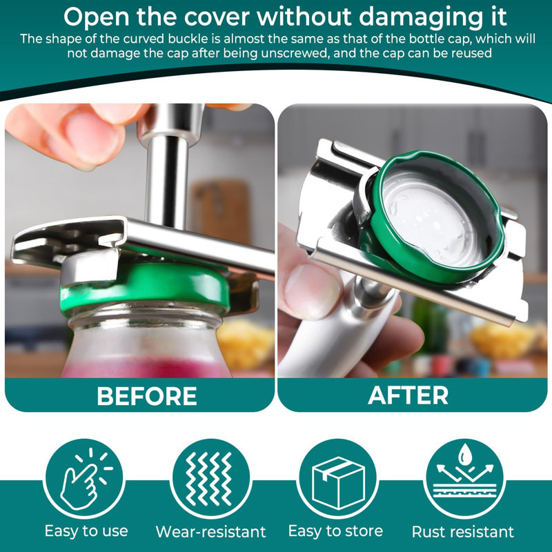 Effortless White and Stainless Steel Adjustable Jar Opener