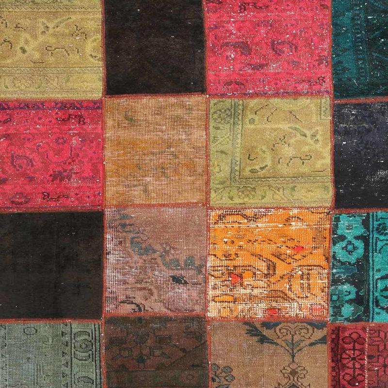 Tapis bleu/gris/rose zone contemporaine, Carré 7 pi
