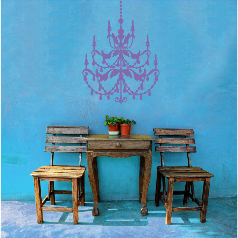 Décalcomanie murale lustre française, H 48 po x l 33 po x P 0,01 po, Lavande