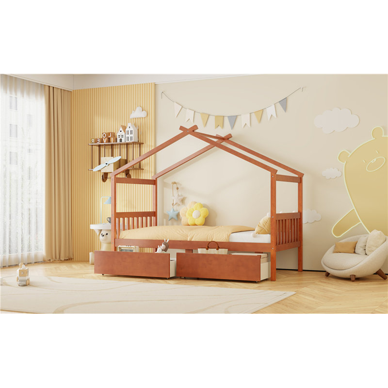 Lit simple en bois avec tiroirs, blanc (ancien SKU: WF300799AAK), Simple, Blanc