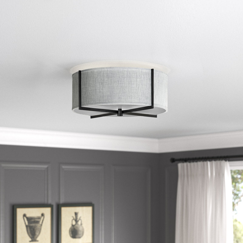 Plafonnier semi-encastré 3 lumières 19,5 po Axis, Noir, Gris chiné