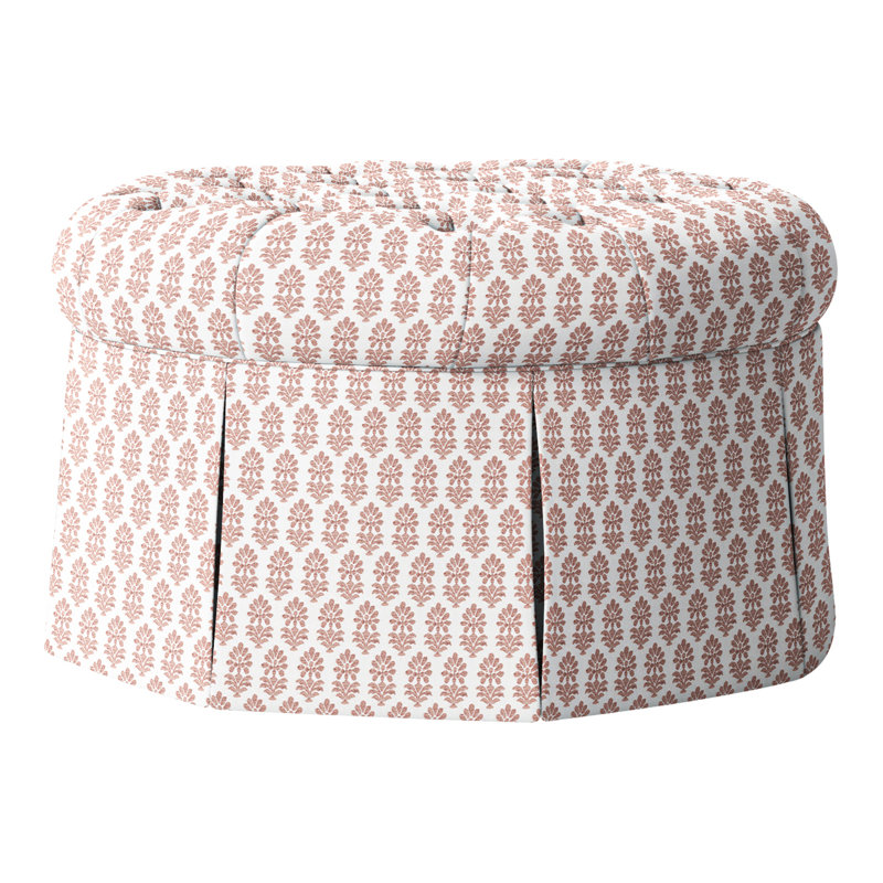 Repose-pieds cocktail capitonné rond 35 po Alma, Perigold Francine Dusty Rose