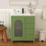 Meuble-lavabo rustique 30 po avec lavabo en résine, sans robinet, panneau vert