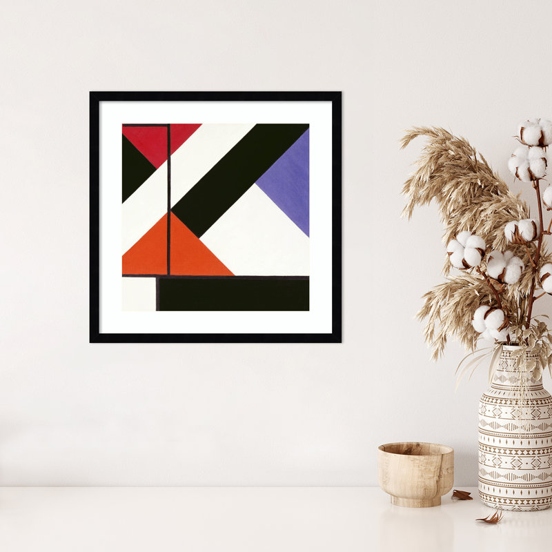"Theo Van Doesburg", "Composition de comptoir" encadrée sur papier par Theo Van Doesburg, Cadre noir, H 21 po x l 21 po