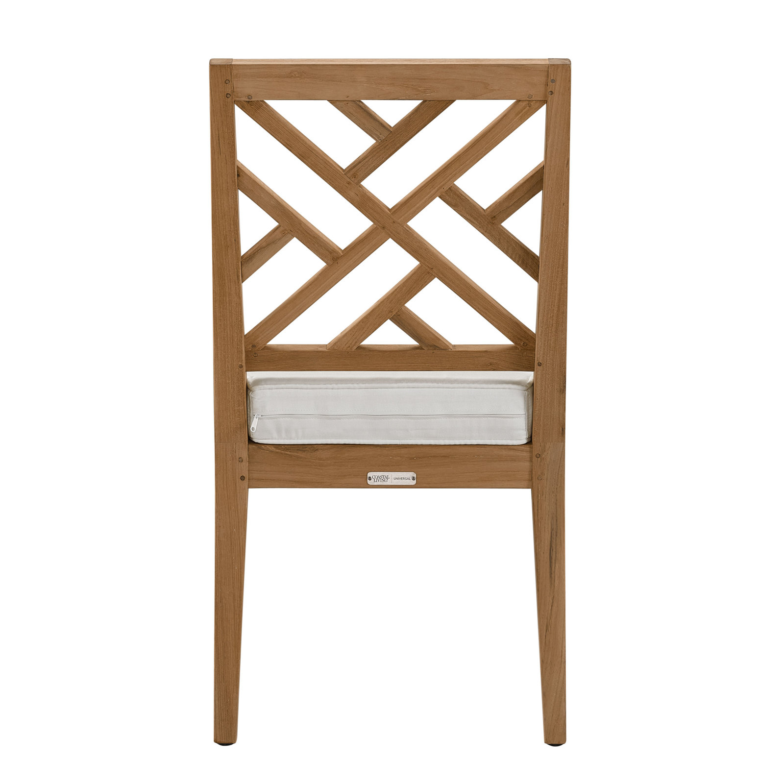Teak Wood Premium All-Weather Wicker Outdoor Dining Side Chair with Cushion