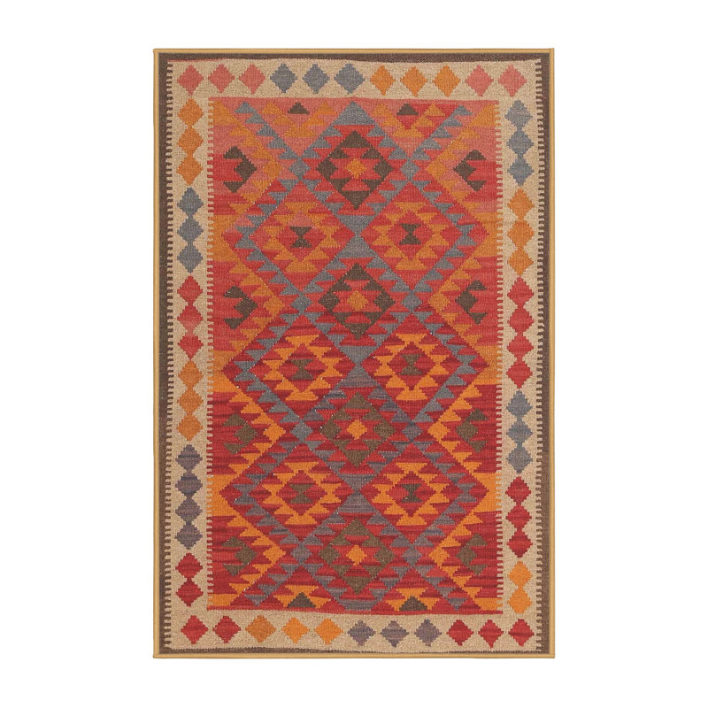 Tapis noir/orange/beige contemporain Gerhilde, Rectangle 6 pi x 9 pi