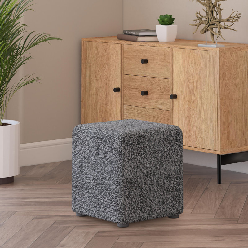 Manufactured Wood Accent Stool, Boucle, Granite