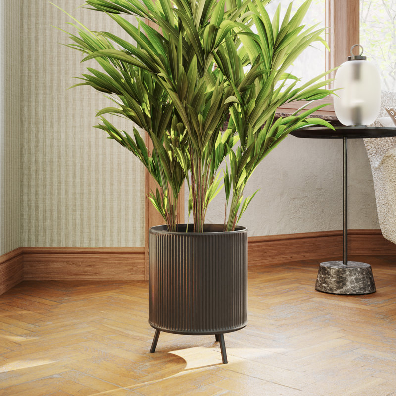 Clemansa Everett Pot with Nyra Base, Black, 13" H x 10.25" W x 10.25" D