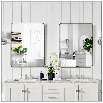 Wall Mirror Rectangular Mirror Metal Framed Mirror Vanity Mirror Dressing Mirror, For Bathroom, Living Room, Bedroom Wall Decor