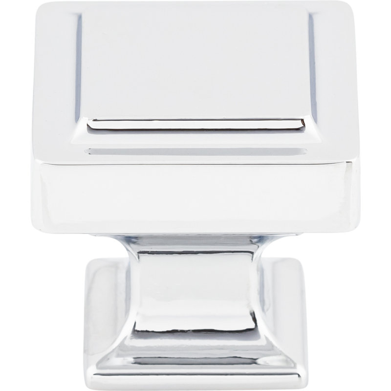 Ascendra 1 1/8" Length Square Knob, Polished Chrome, 1 1/8" Length