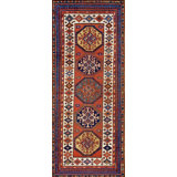 Antique Kazak Hallway Runner Wool Coral Rug