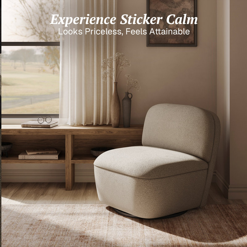 Upholstered 360-Degree Swivel Accent Chair with Hidden Storage - Set of 2, Beige