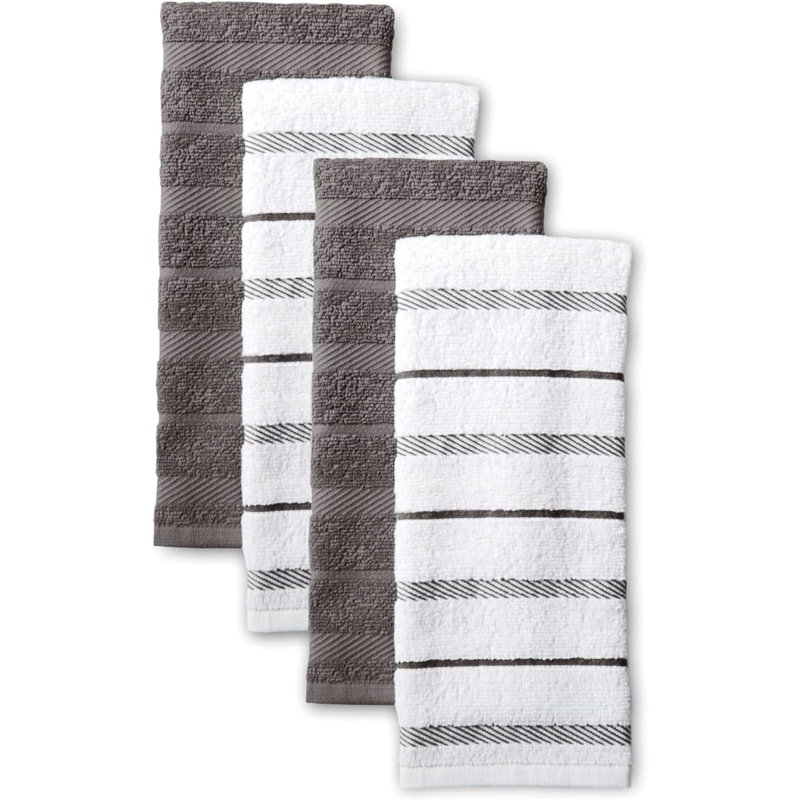 Albany Kitchen Towel 4-Pack Set, Charcoal Gray
