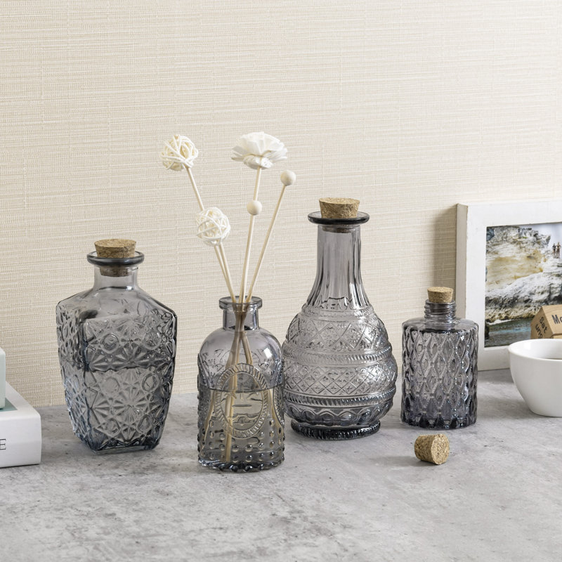 Glass Decorative Bottle, Grey