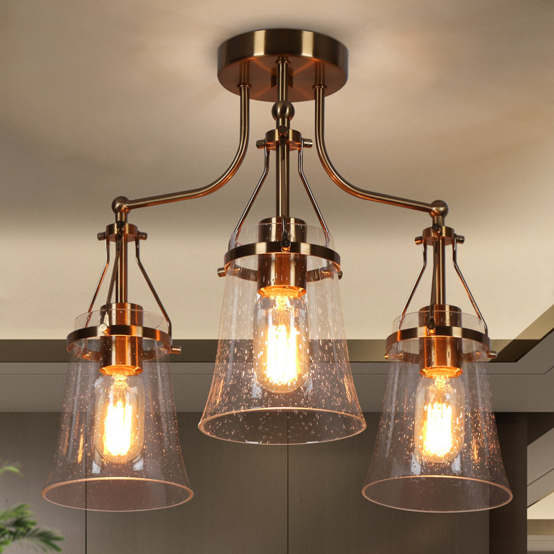 Strasburg 3-Light Seeded Glass Semi Flush Mount