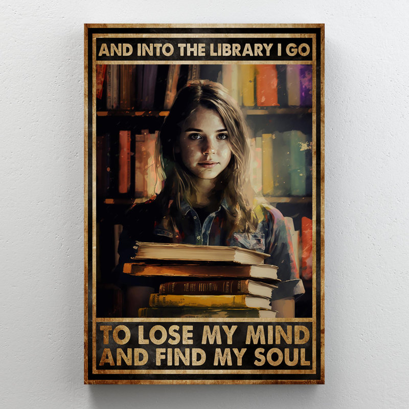 «And Into The Library I Go On», impression sur toile, H 20 po x l 16 po x P 1,25 po