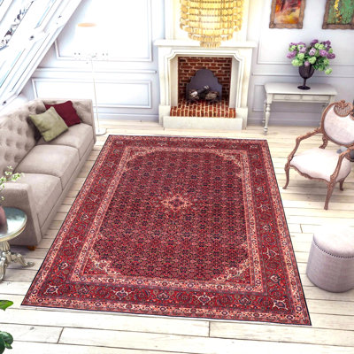 Vintage Antique Tabriz Richards Blue Red Hand Knotted Wool Rug- 6'11'' X 10'1''