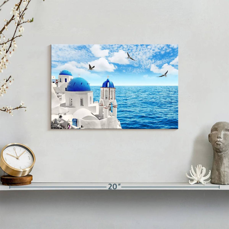 Santorini Island - reproduction sur toile tendue, H 8 po x l 12 po x P 1 po