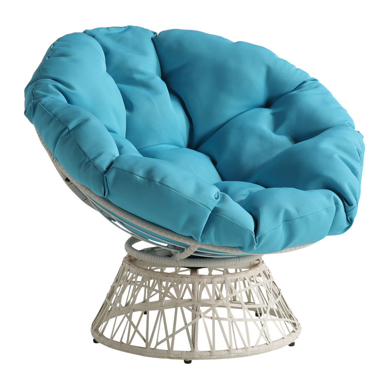 Daysi Upholstered Swivel Accent Chair, Blue 100% Polyester, Cream
