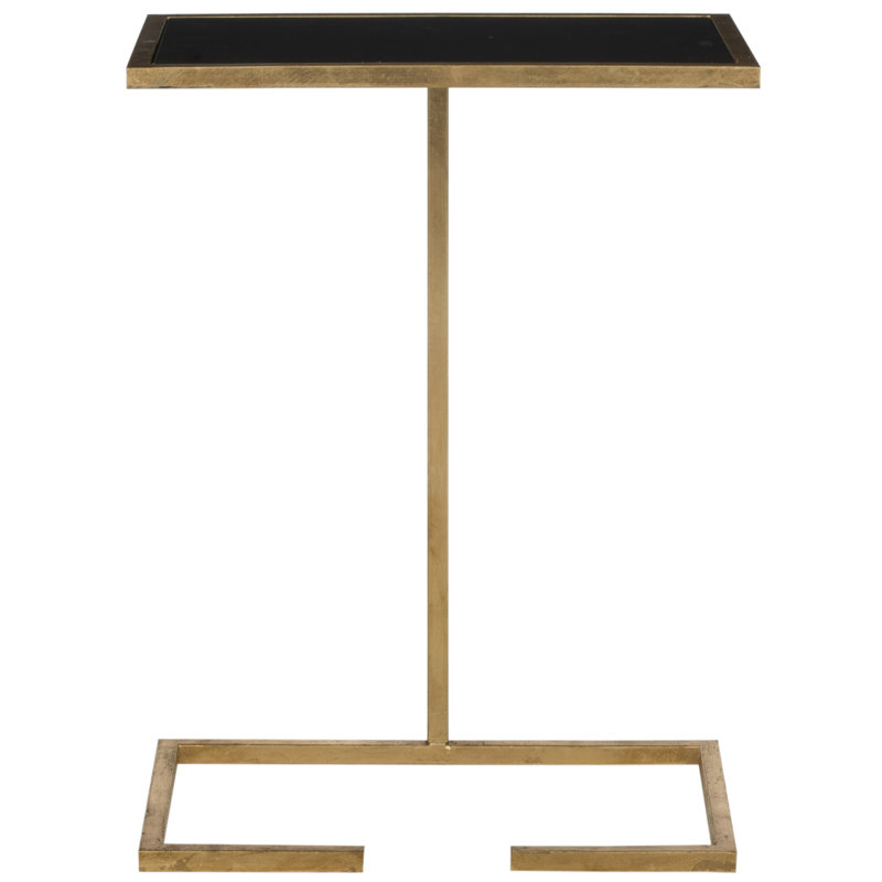 Worcester Glass Top Sled End Table, Gold / Black