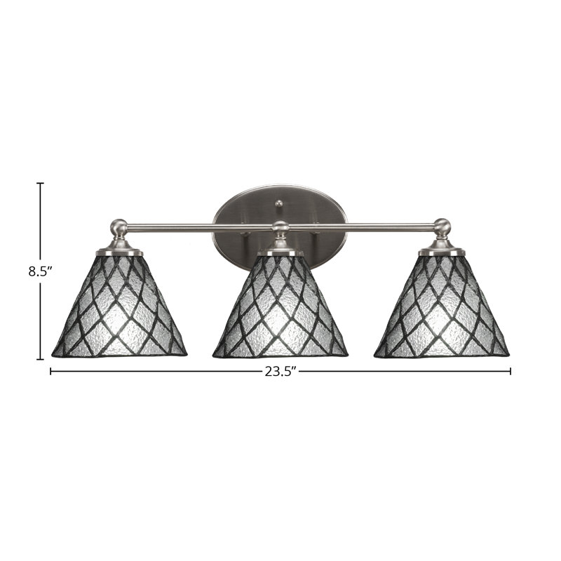 Blanka Light Bath Bar Shown With 7" Diamond Ice Art Glass, Brushed Nickel, 3