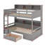 Twin Size Bunk Bed With Built-In Shelves And Drawer-285350244