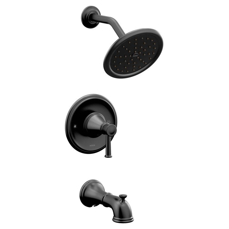 Robinet de baignoire et douche Moen Belfield avec poignée levier et Posi-Temp, Noir mat