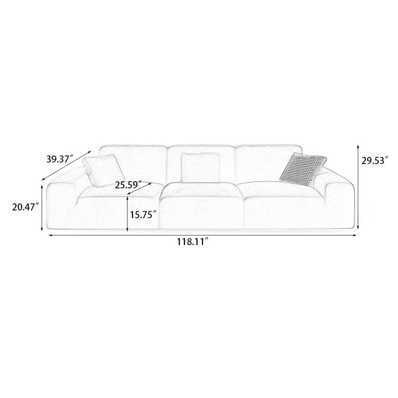 Canapé modulaire en polyester, H 29,53 po x l 118,11 po x P 39,37 po