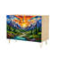 Buffet Buffet avec rangement Vibrant Vitrail Montagne Paysage Rivière Lever du soleil avec 2 portes pour le salon et la cuisine