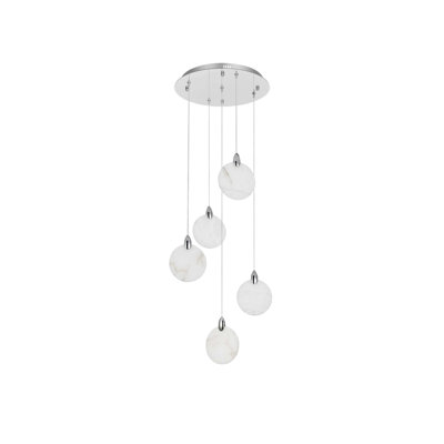 Avery 16 inch Alabaster Pendant in Chrome