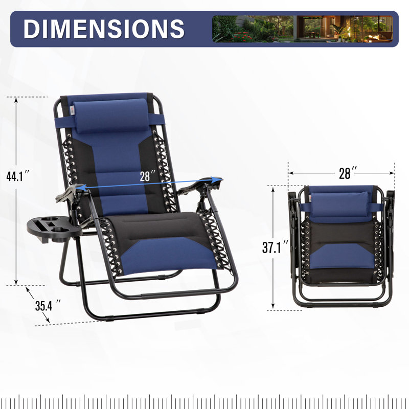 Fauteuil inclinable extérieur pliable pour camping ou patio Zero Gravity Chair (ensemble de 2), Bleu