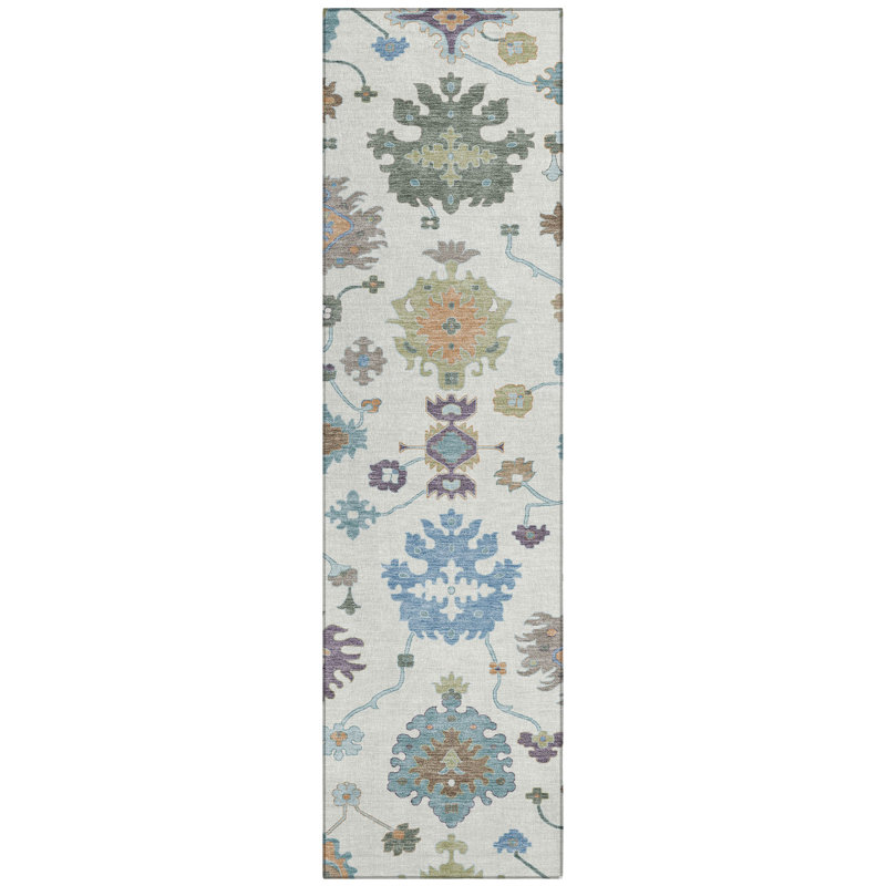 Machine Washable Indoor/Outdoor Chantille ACN2532 Traditional Rug, Runner 2'3" x 7'6", Ivory