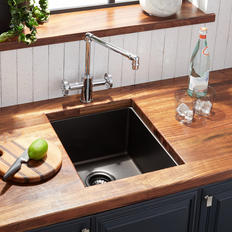 Atlas 15" L Undermount Kitchen Sink, Gunmetal Black