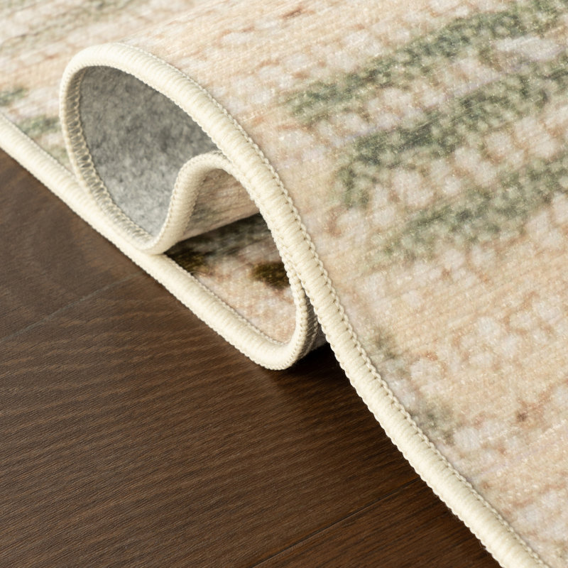 Diamond Cove Green Machine Washable Rug, Green, Rectangle 6' x 9'