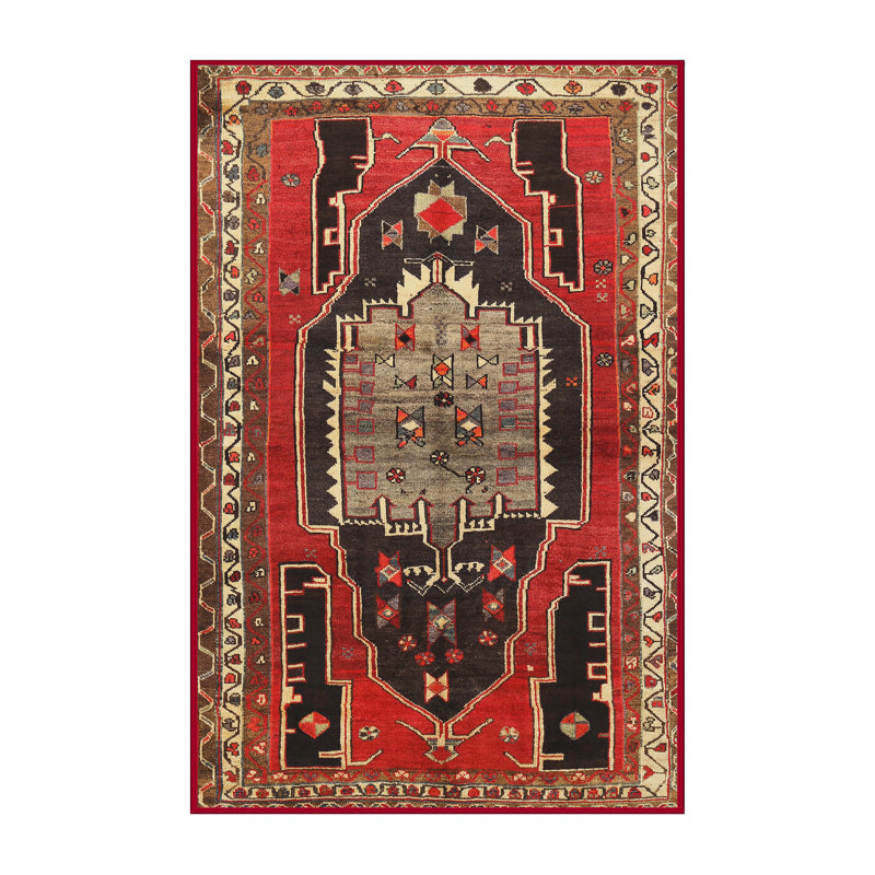 Tapis traditionnel rouge / noir, Rectangle 8 pi x 10 pi