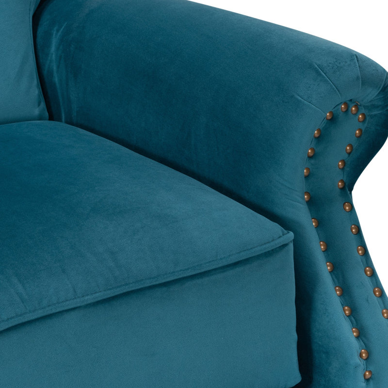 Buttoned Carmona Wingback Recliner Chair, Teal