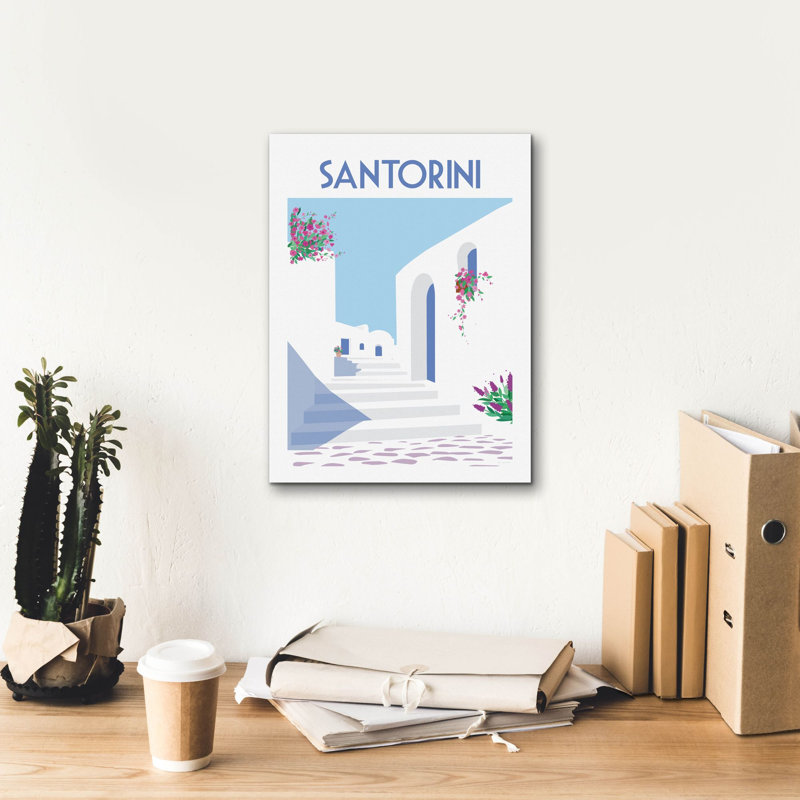 «Santorini Poster 2» par Omar Escalante, art mural sur toile, H 16 po x l 12 po