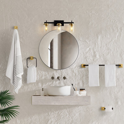 Liam 23.25" Farmhouse Industrial Vanity Light with Bathroom Hardware Accessory Set (5-Piece)