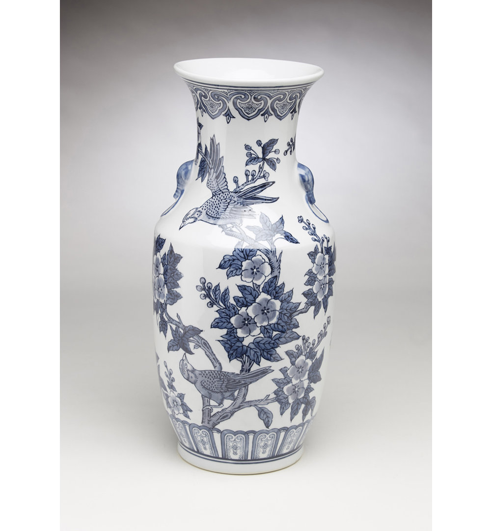 Hocking Bird and Floral Table Vase Alcott Hill®