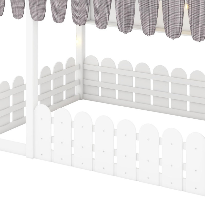 Lit en bois Montessori House, Lit double, Blanc