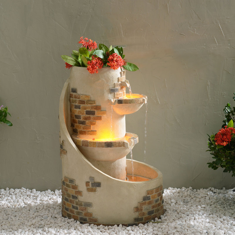 Outdoor Metal Cascade Fountain with Lights