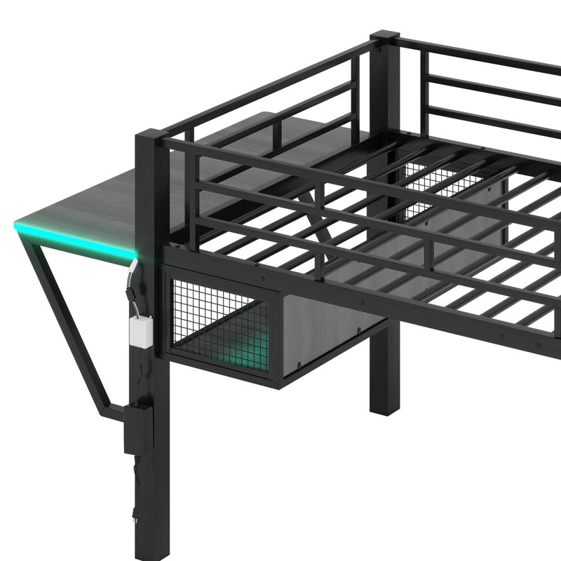 Lit mezzanine avec bureau Gaming, DEL