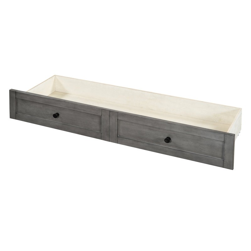 Lit double gris avec tiroirs et chargeurs brossés avec tiroirs spacieux, Lit double, Gris