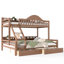 Lit superposé en bois massif (Twin XL + Queen) avec tiroirs de rangement et étagères latérales, barrière de sécurité incurvée, échelle, sommier non requis, couleur naturelle profonde-2093261432-2093261435