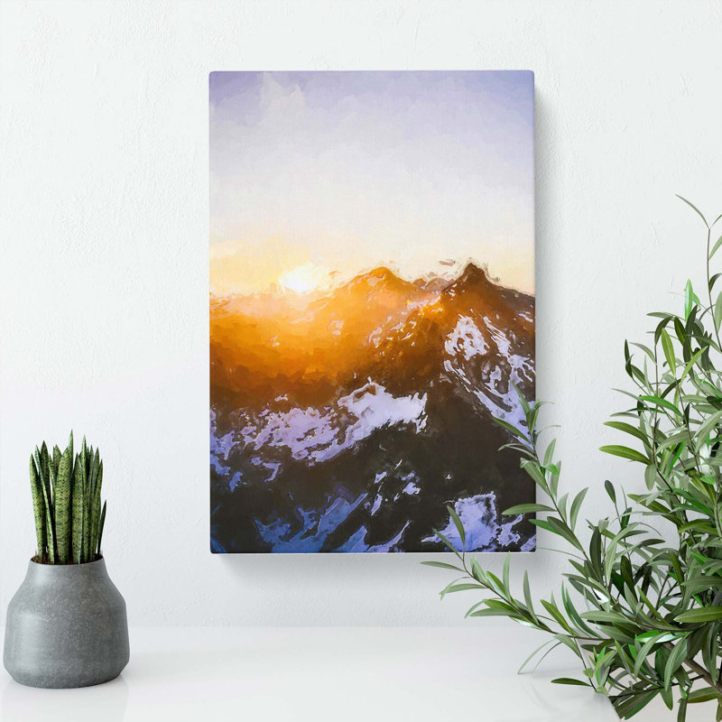Sun Over The Mountains In Abstract - Wrapped Canvas Print, 60cm H x 40cm W x 3cm D
