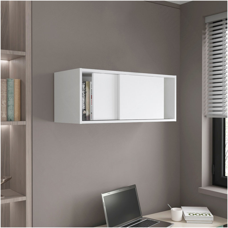 Armoire murale H 13 po, 2 portes coulissantes, 1 tablette, blanc, Blanc