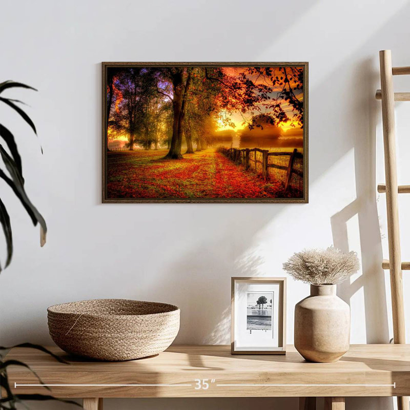 New England Fall, 19" X 13", Floating Frame Walnut
