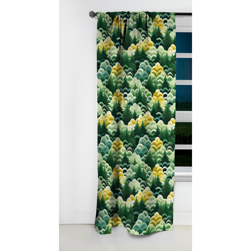Motif de forêt vert et jaune - Rideau floral - Rideau occultant floral - 1 panneau, L 52 po x L 63 po