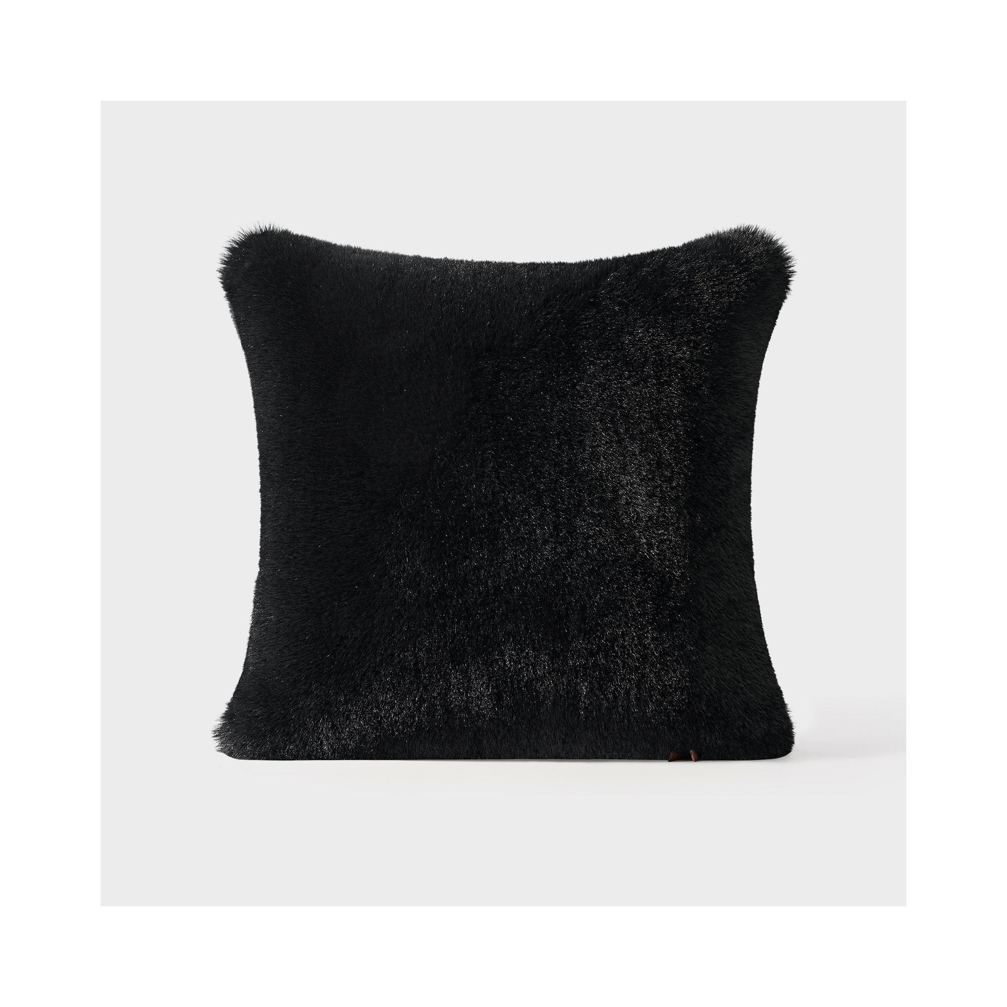 Luxury Soft Faux Chinchilla Fur Throw Pillow Cover 1 Pack, 20”x20”, Black Noir Mink, Square 20"